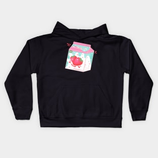 Retro 90s Japanese Kawaii Strawberry Milk Shake Carton Kids Hoodie